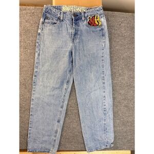 Ambush Mens 31 Light Wash Denim Jeans Dragon Embroidered Graffiti Streetwear Y2K